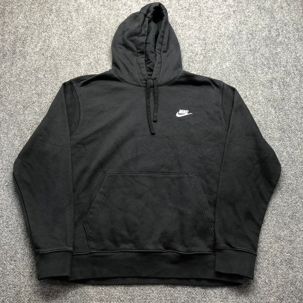 Nike Mens Sportswear Club Fleece Hoodie Black Pullover Large